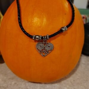 The Limited Black Cord Silver Heart Necklace